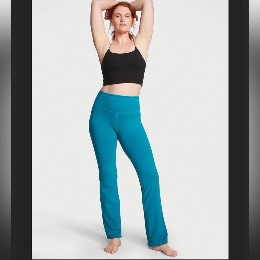 VICTORIA'S SECRET Cotton High Waist Bell-bottom Leggings teal Medium Tall long